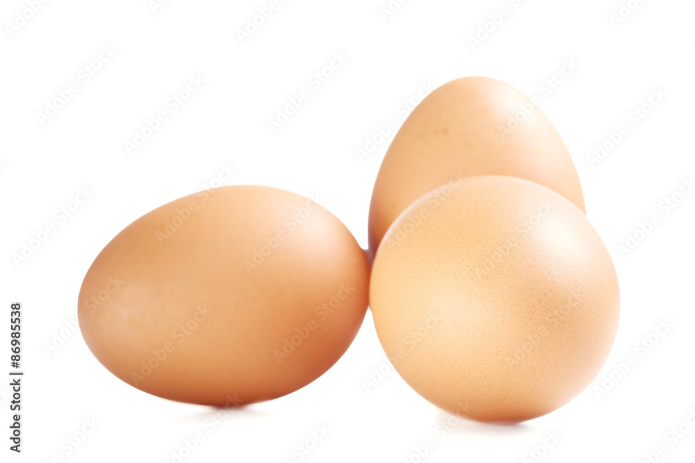 Organic Brown Chicken Eggs Isolated on White Background. Organic Brown Chicken Eggs Isolated on White Background.