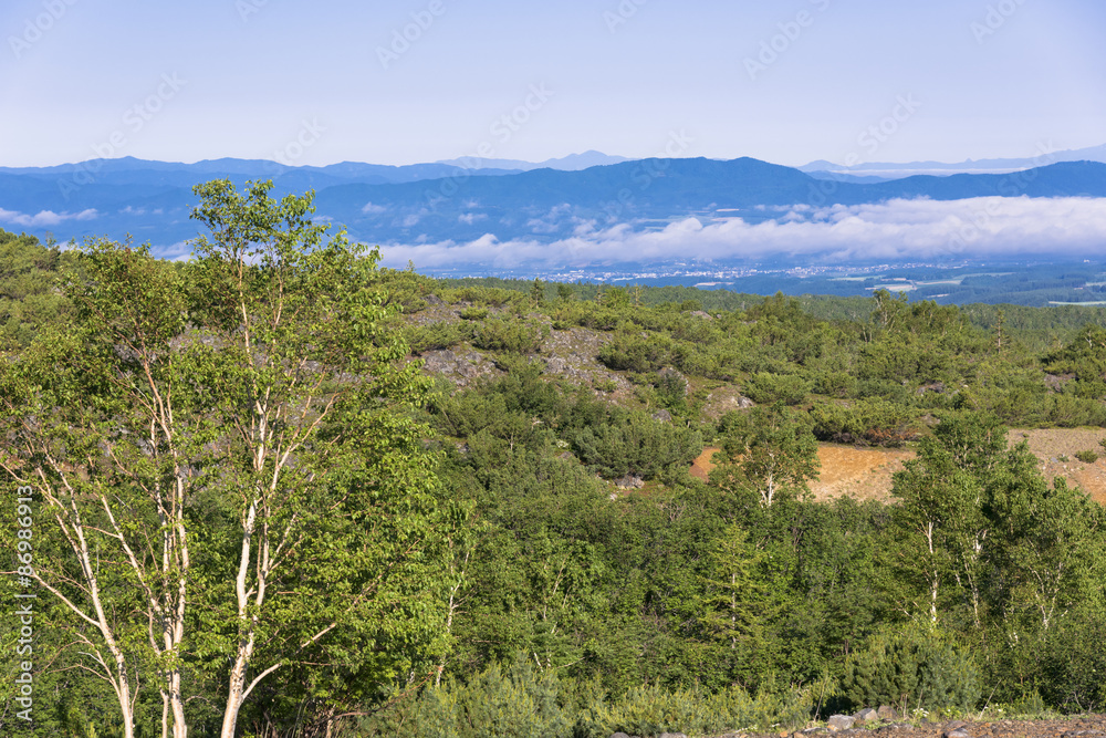 Naklejka premium 望岳台より富良野・美瑛方面