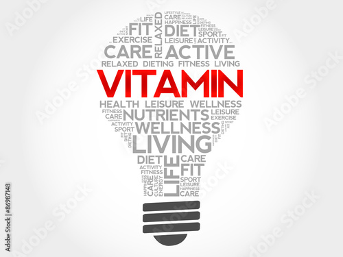 VITAMIN bulb word cloud, health concept