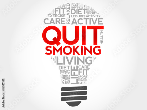 Quit Smoking bulb word cloud, health concept