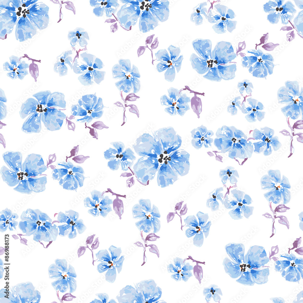 Watercolor flowers seamless pattern over white background Watercolor flowers seamless pattern over white background