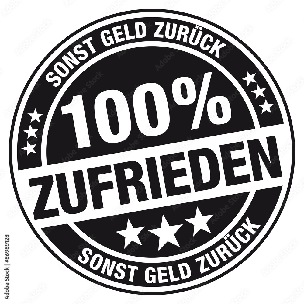 100% Zufrieden –  sonst Geld zurück - Stempel