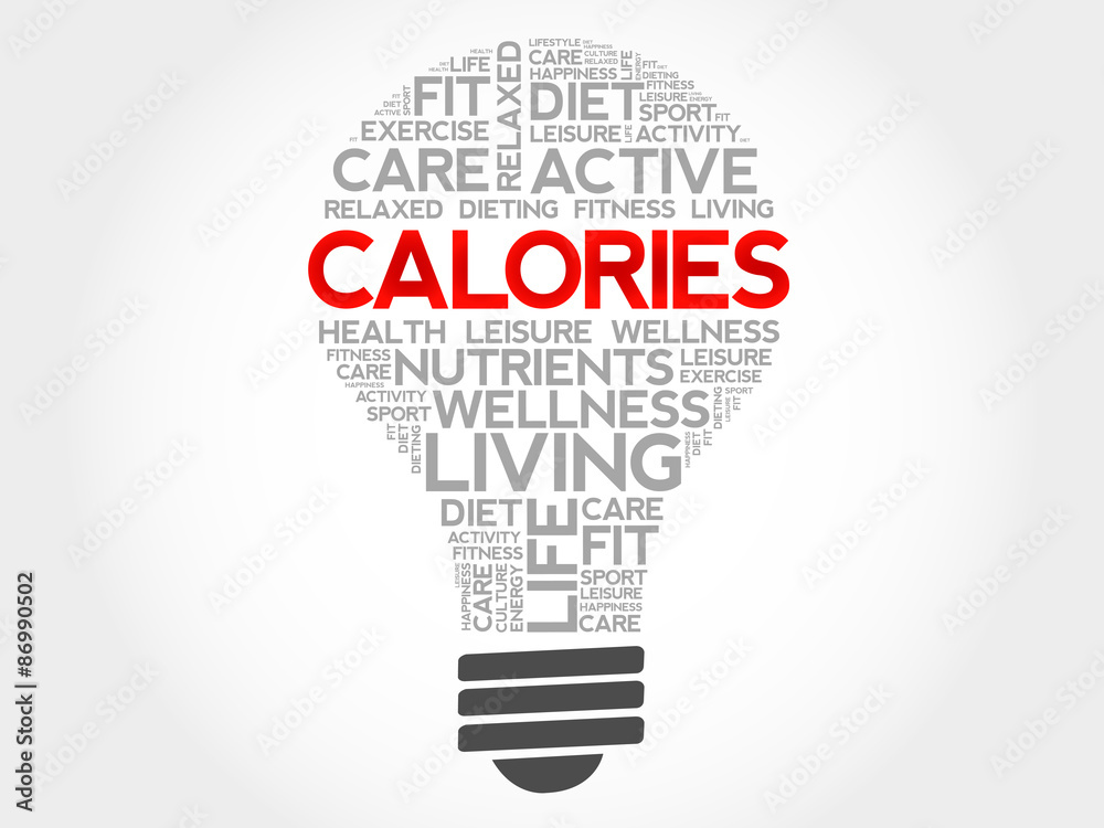 CALORIES bulb word cloud, health concept CALORIES bulb word cloud, health concept