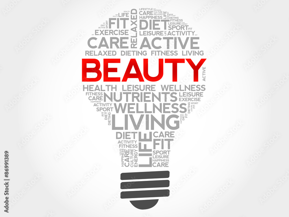 BEAUTY bulb word cloud, health concept