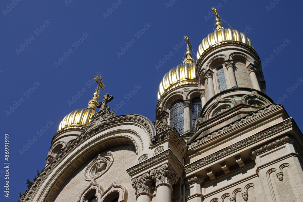 Fototapeta premium Russisch-Orthodoxe Kirche der heiligen Elisabeth in Wiesbaden
