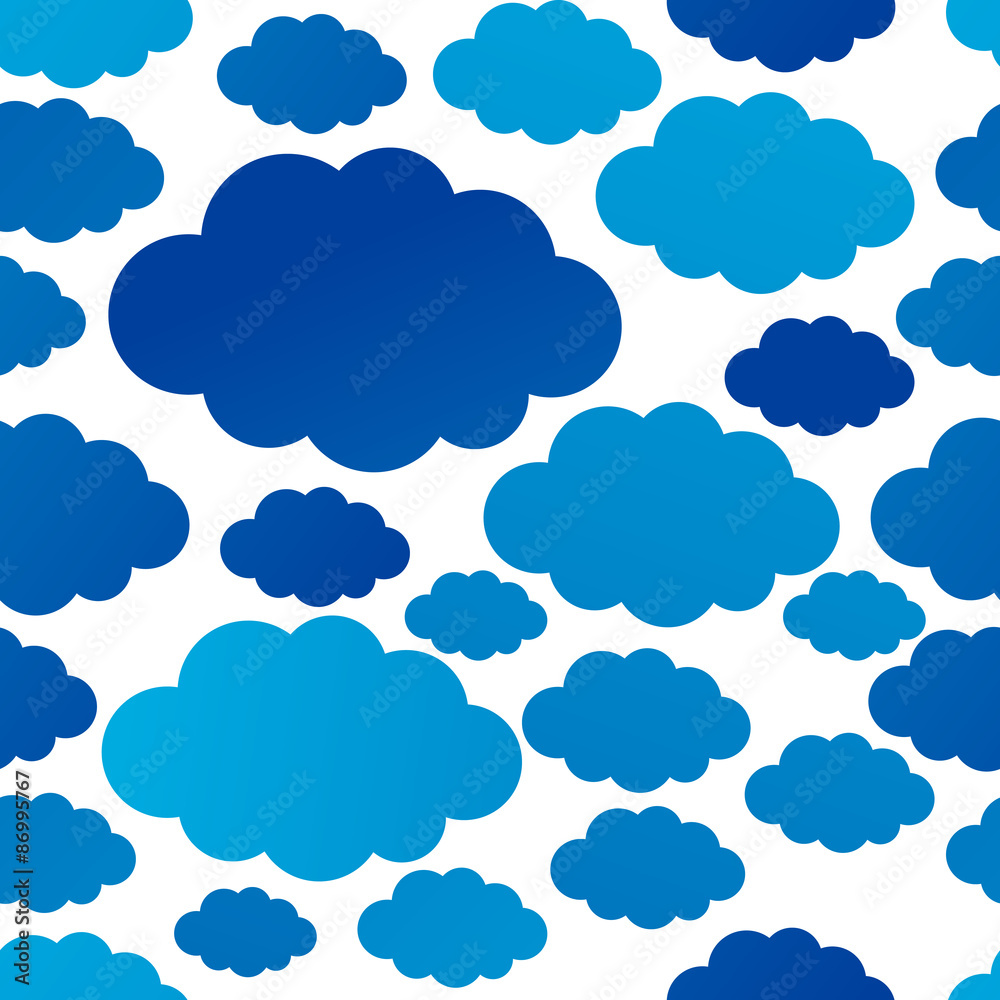 Seamless pattern with blue clouds