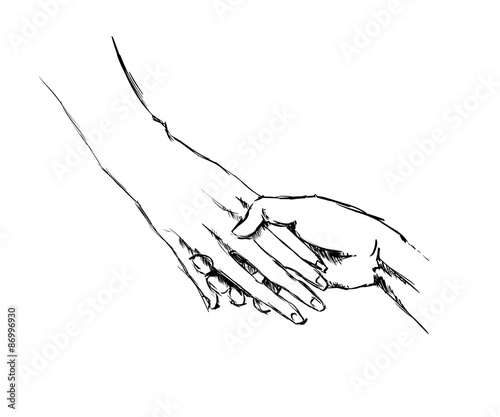 hand sketch holding hands