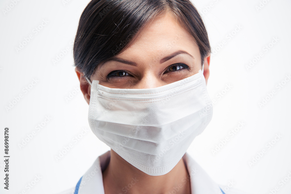Happy female medical doctor in mask Happy female medical doctor in mask