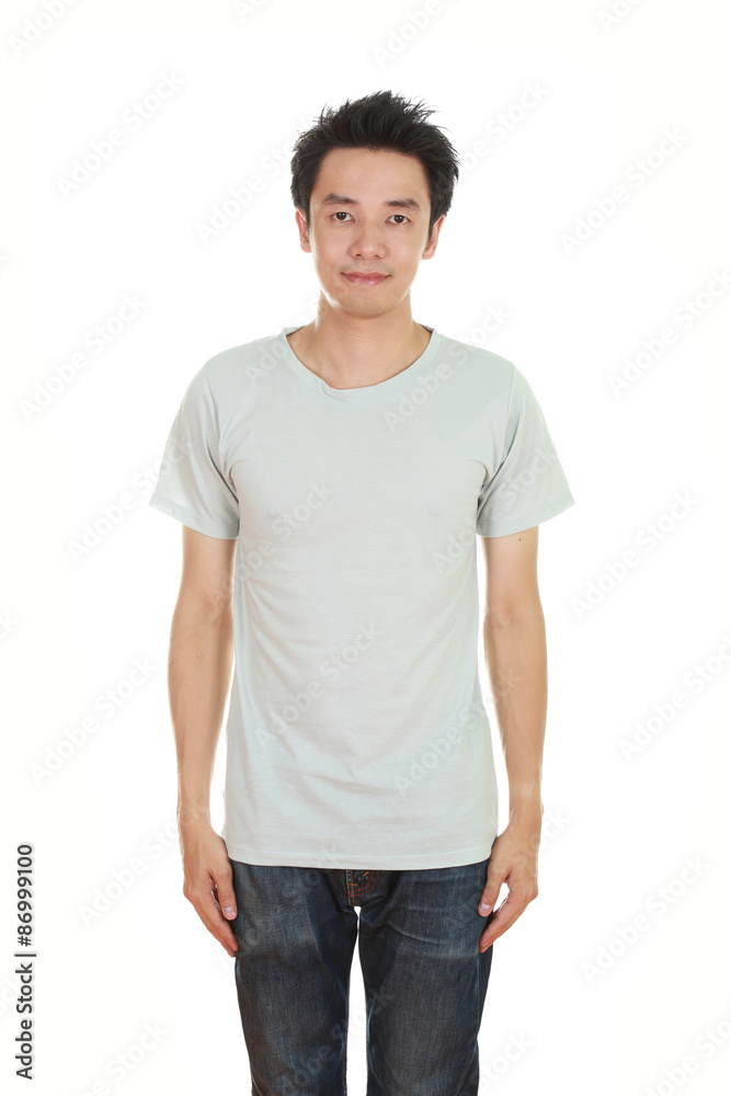 man with blank t-shirt man with blank t-shirt