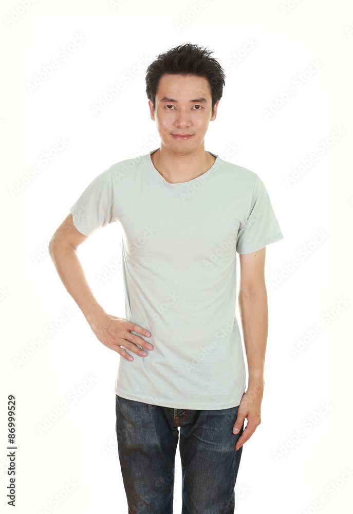 man with blank t-shirt man with blank t-shirt