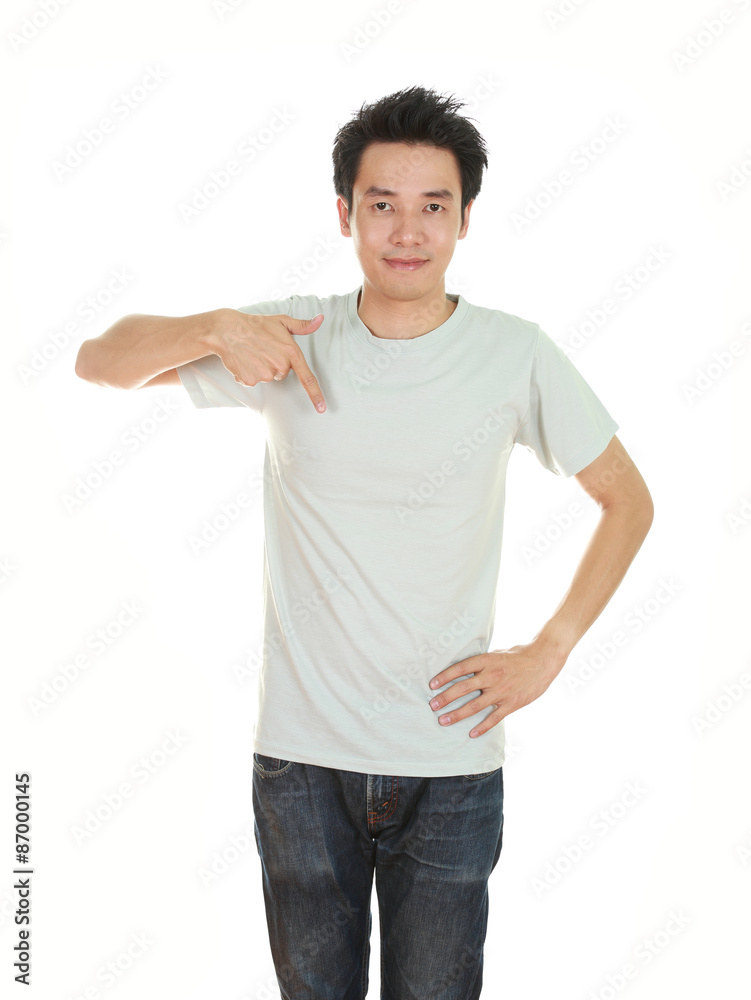 man with blank t-shirt man with blank t-shirt