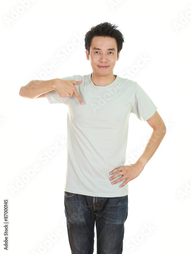 man with blank t-shirt