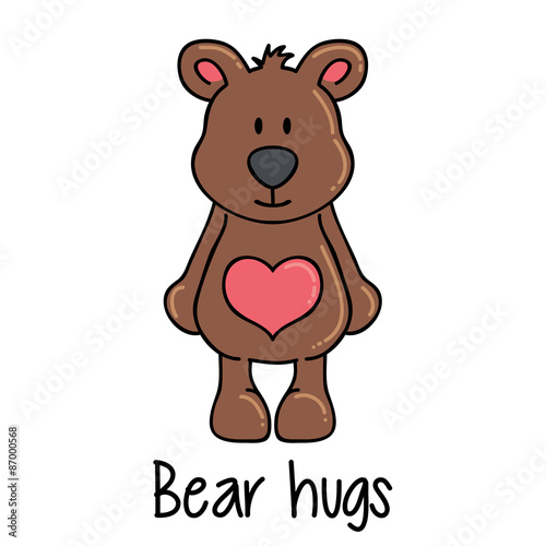 Little brown teddy bear with heart tummy