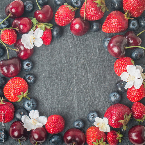 frame of fresh berries