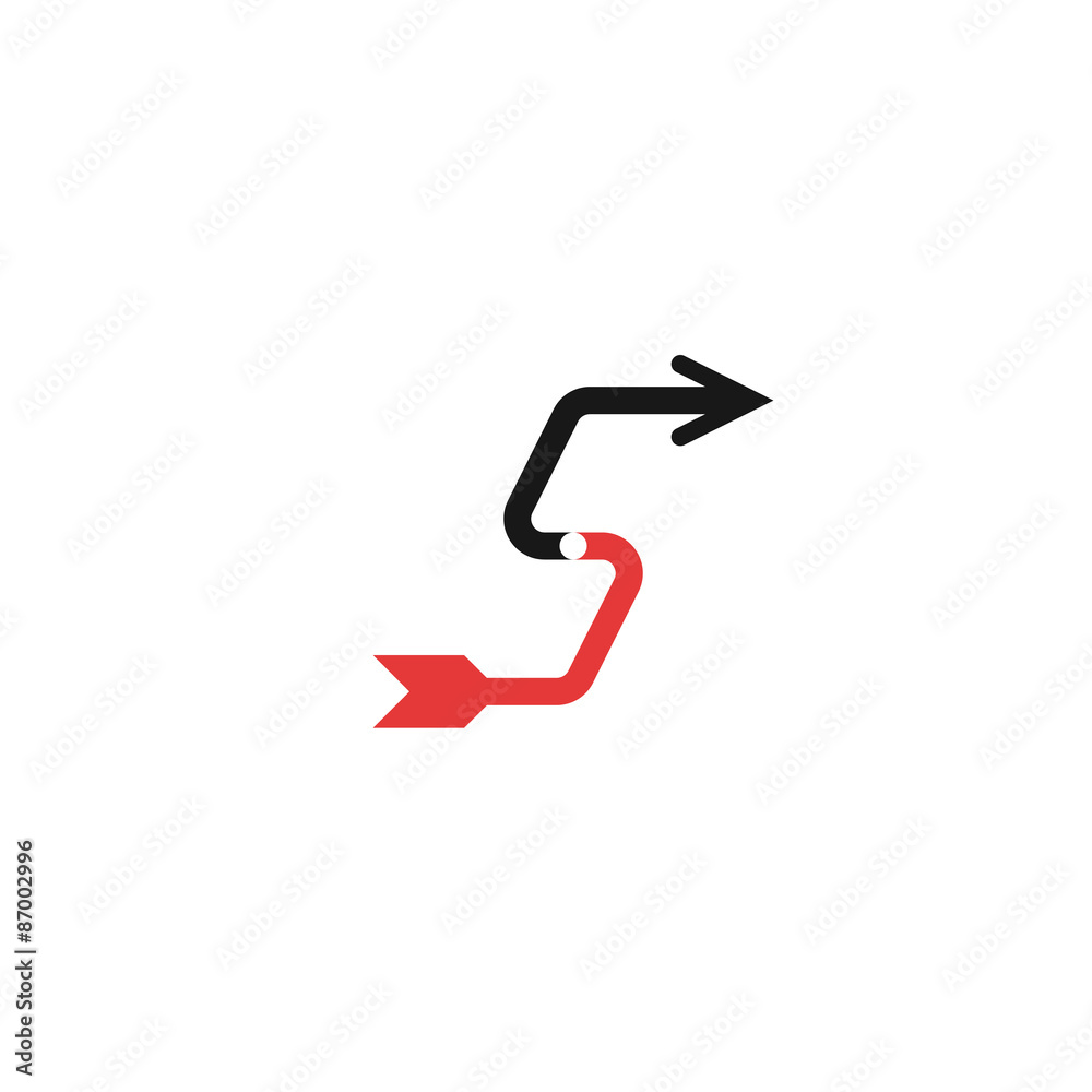 Letter S logo, red and black arrow, mockup tech icon Letter S logo, red and black arrow, mockup tech icon