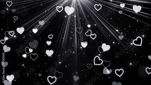 hearts and stars flying in ...