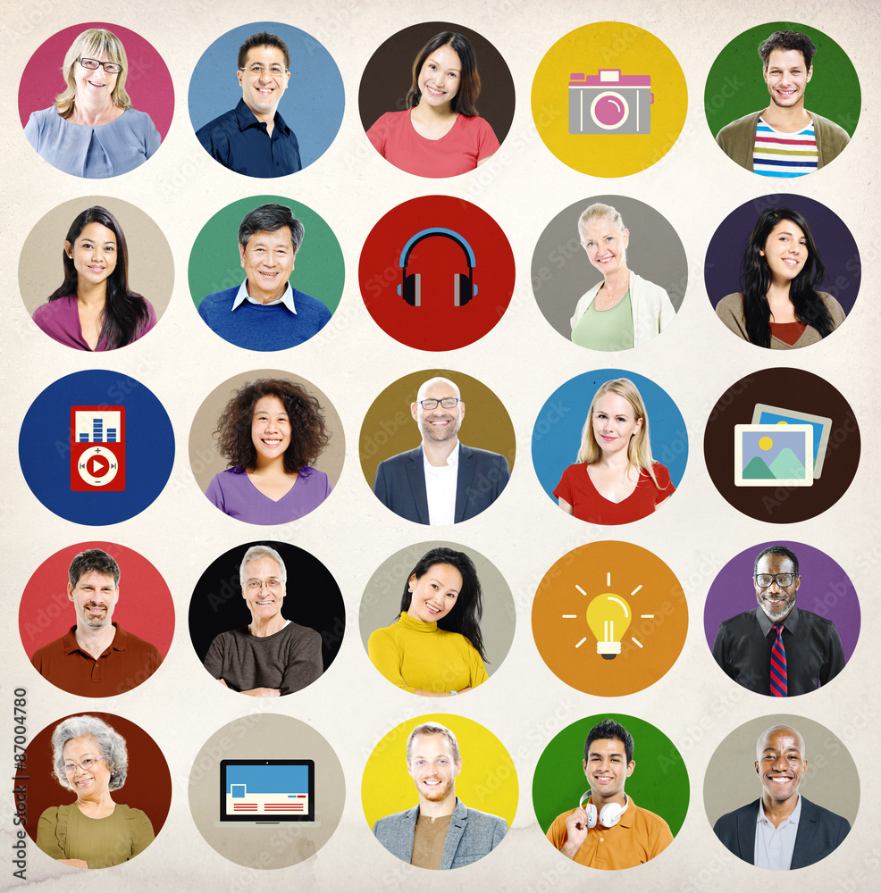 Ethnicity Group of People Multimedia Ideas Technology Concept Ethnicity Group of People Multimedia Ideas Technology Concept