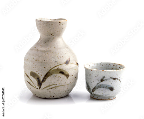Japanese sake cup and bottle © aedkafl