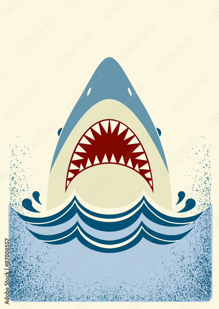 Fototapeta premium Shark jaws.Vector color illustration