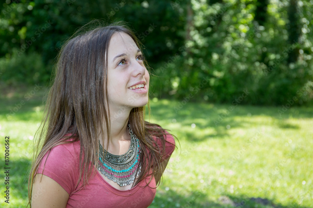 Very pretty young girl, brunette, happy teenager Very pretty young girl, brunette, happy teenager