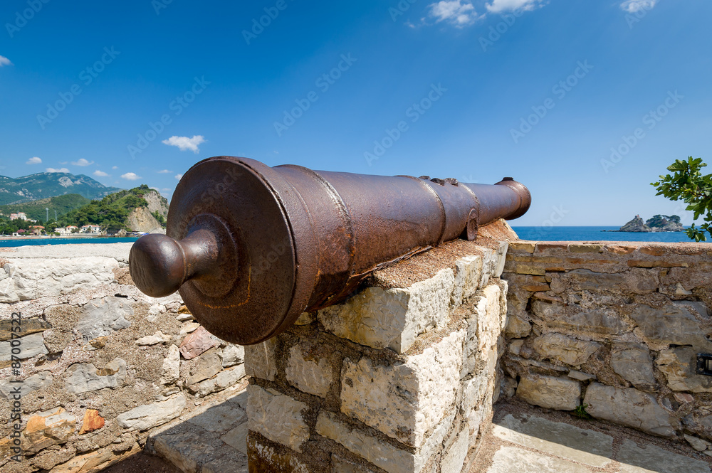 Old rusty cannon gun