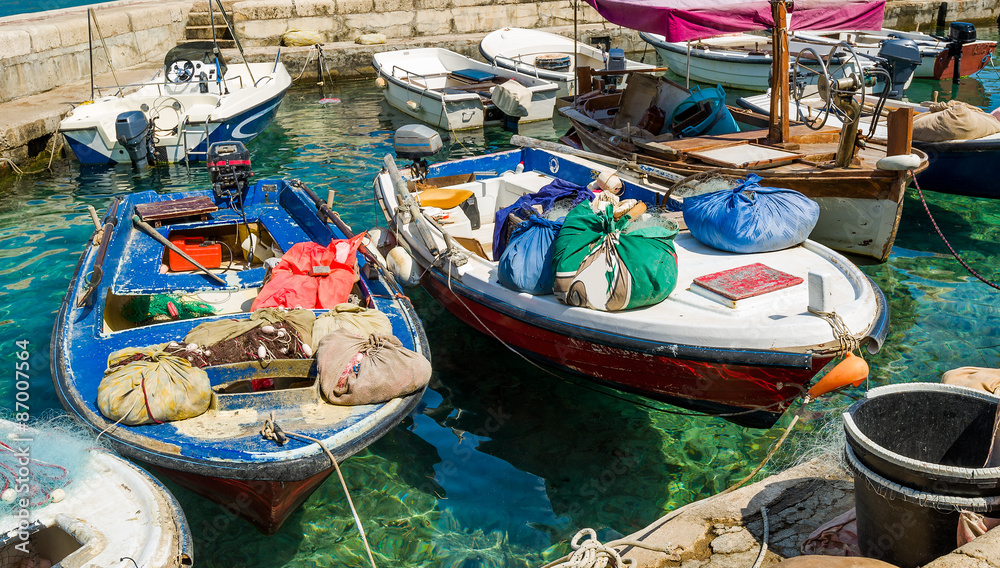 Obraz premium Mediterranean retro fishing boats