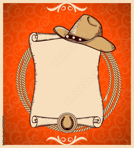 Western New Year greeting card with scroll