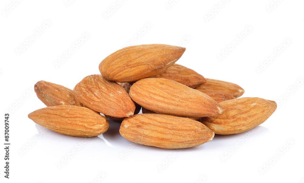 almonds nuts isolated on white background