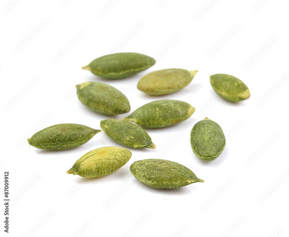 pumpkin seeds on white background