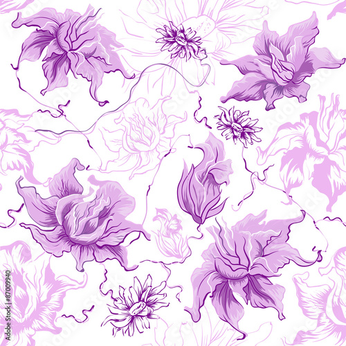 Purple flowers. Seamless