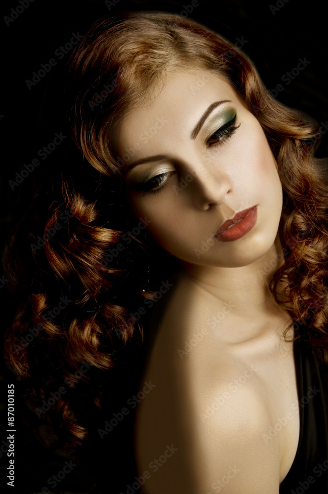 Beautiful brunette in the dark dress Beautiful brunette in the dark dress