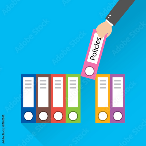 Flat design style modern vector illustration. Folder with the label Policies