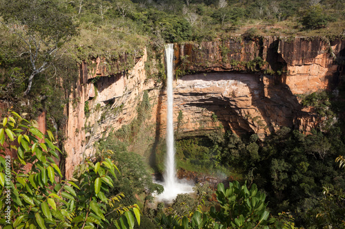 Waterfall (veu da noiva) at Chapada dos Guimaraes, Mato Grosso, Brazil photo