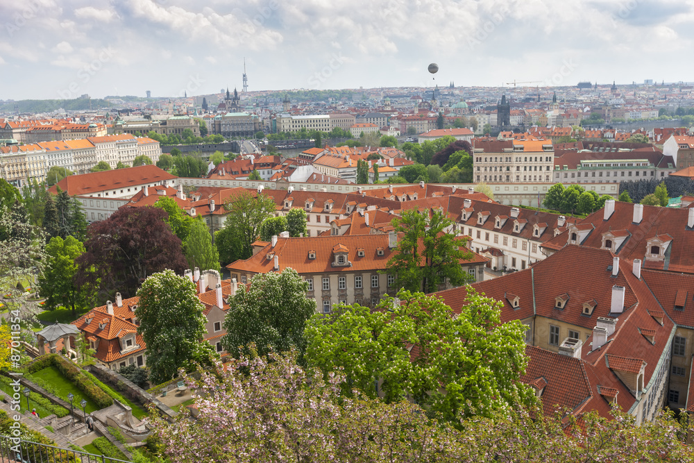 Aerial view over Old Town, Prague