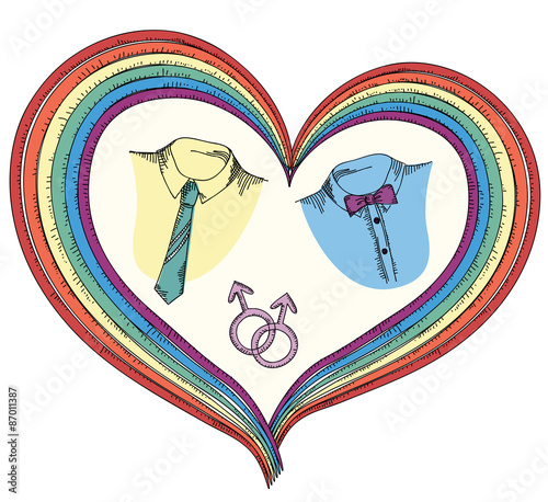 gay love card.Sketch image isolated on white