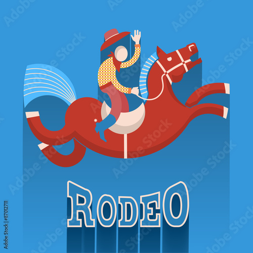 Rodeo poster.Cowboy on horse