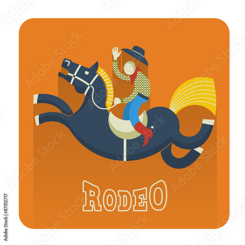 Rodeo icon.Cowboy on horse