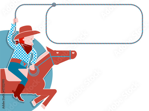Cowboy with lasso on horse.