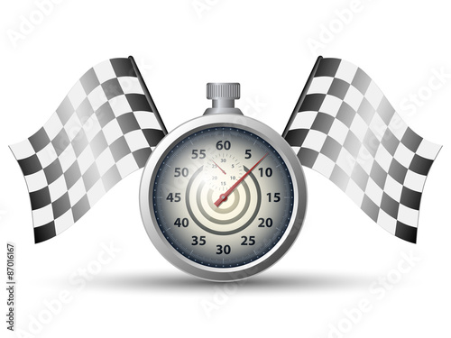Stopwatch with checkered racing flags