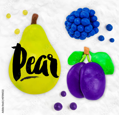 Plasticine fruits pear