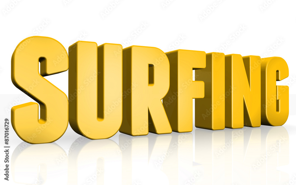 3D surfing text on white background 3D surfing text on white background