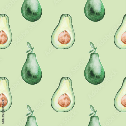 Pattern of watercolor avocado 