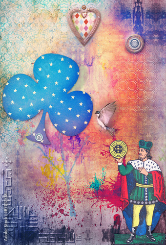 Fotografie Collage background with alchemic symbols series