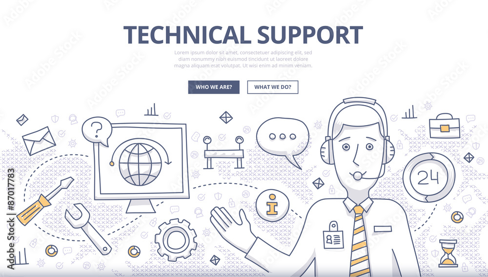 Technical Support Doodle Concept Technical Support Doodle Concept