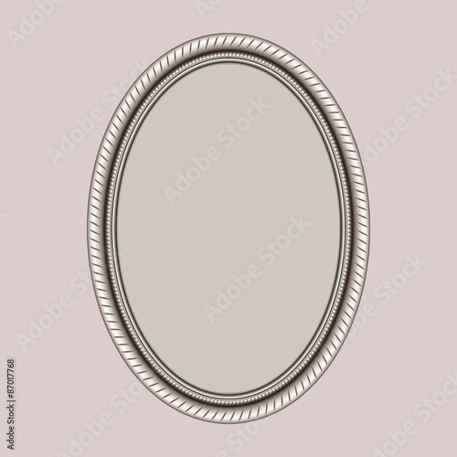 openwork oval frame with thread on a pink background
