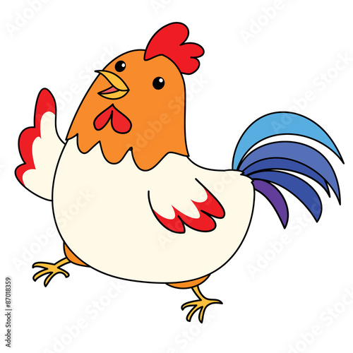 cute colorful chicken take a walk vector