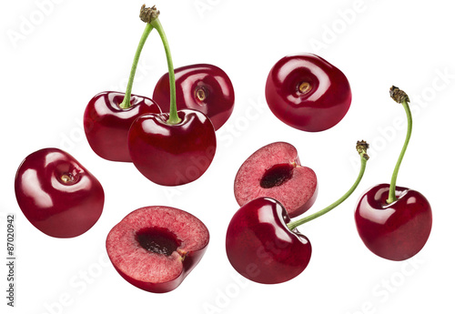 Fotografia Sweet cherry set isolated on white background
