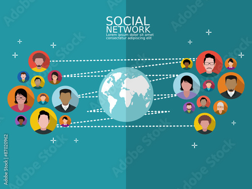 Flat design concept for social network