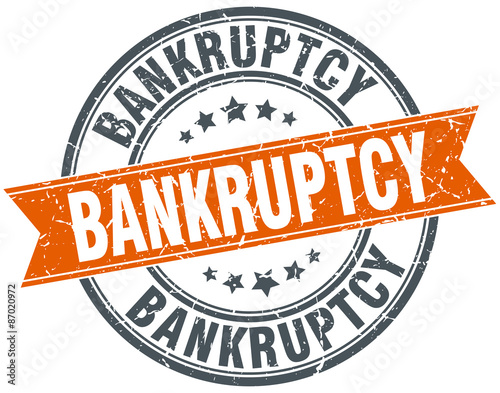 bankruptcy round orange grungy vintage isolated stamp