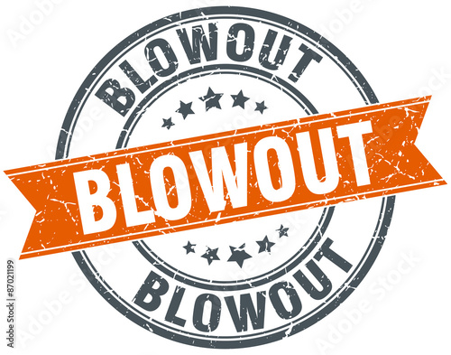 blowout round orange grungy vintage isolated stamp